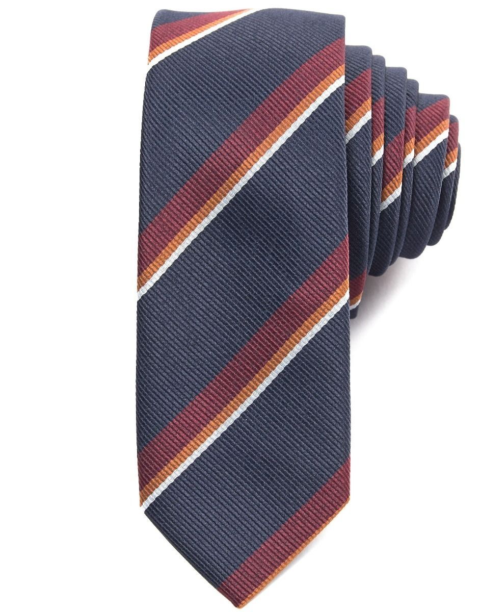Recycled Slips 5 cm - Mørkeblå m/ bordeaux, orange og hvide striber