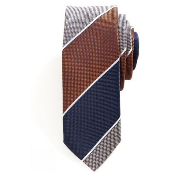 Recycled slips 5 cm m/striber - Blå, kobber og grå